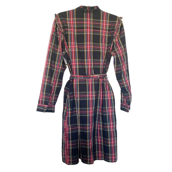 J. Crew Factory Ruffle Neck Shirt Dress Stewart Plaid Size 14 Holiday Christmas - Picture 10 of 13